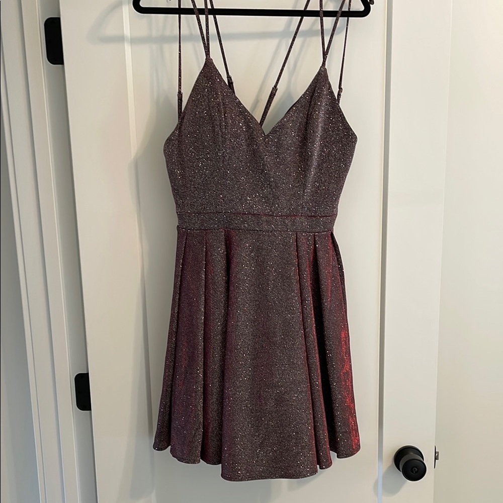 Sequin Hearts Glittery Purple Mini Dress